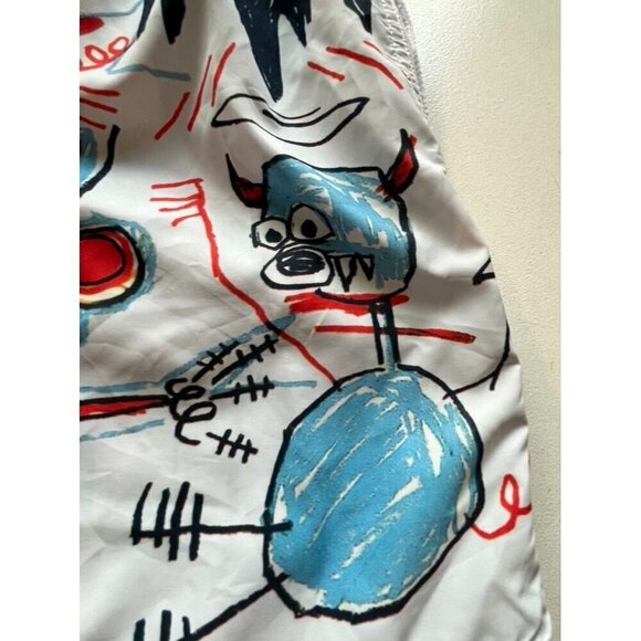 Basquiat Short Kid M White Jimmy Lion Swim Trunk Graffiti Pull On Dragon Monster - Picture 9 of 12